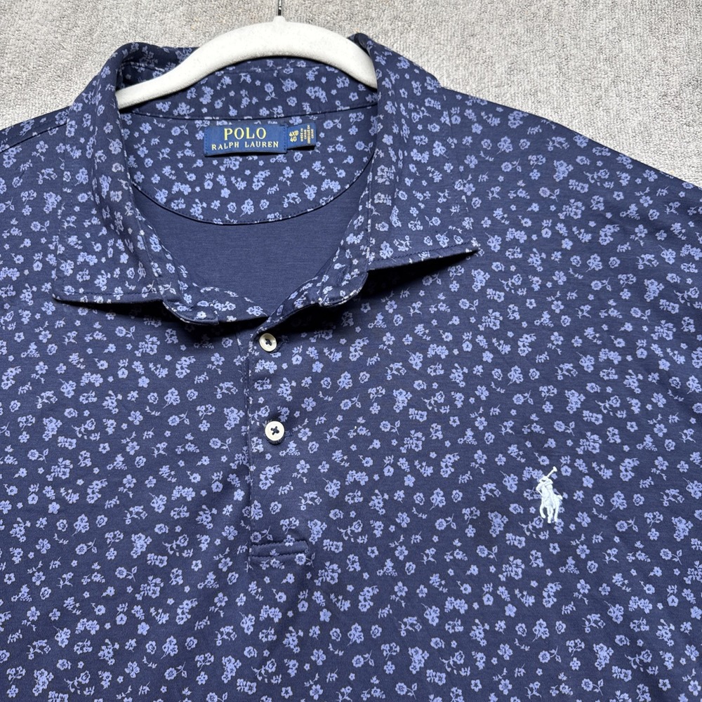 Polo Ralph Lauren Men's‎ Blue Floral Print Polo Shirt 4XB Big Tall Preppy Resort